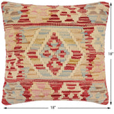 handmade Traditional Pillow Red Blue Hand-Woven SQUARE 100% WOOL Hand woven turkish pillow2' x 2'